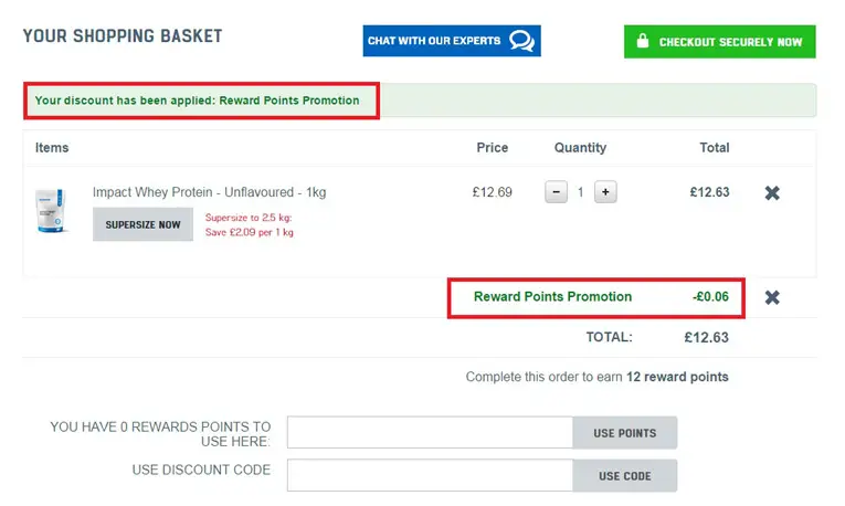 Claiming-MP Reward-Points-Successful-myprotein-discount-code-offer-coupon-referral