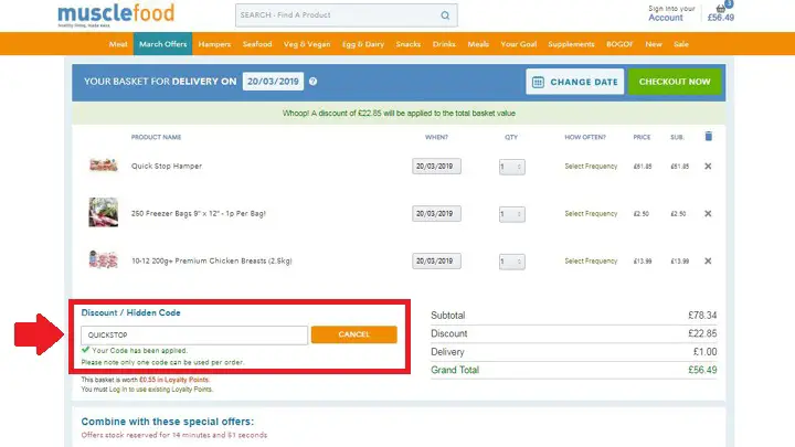 How To Apply A MuscleFood Discount Code - Step #2