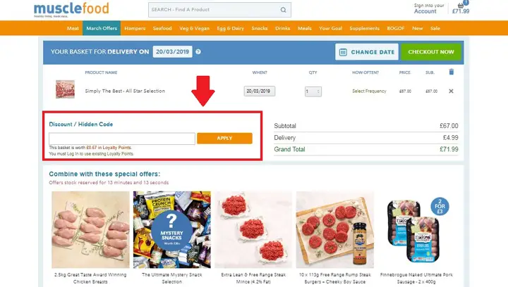 How To Apply A MuscleFood Discount Code - Step 1