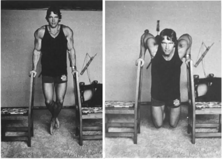 Arnold Schwarzenegger Home Workout Review - Dips Between Chairs