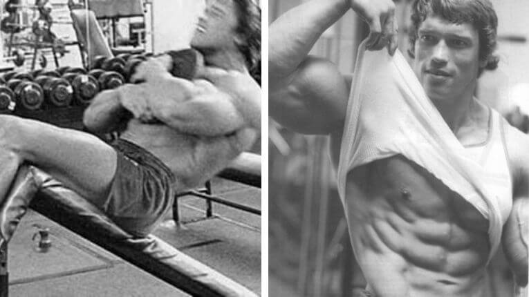 Arnold Schwarzenegger Blueprint to Cut Review - Decline Bench Sit-Ups and Pose