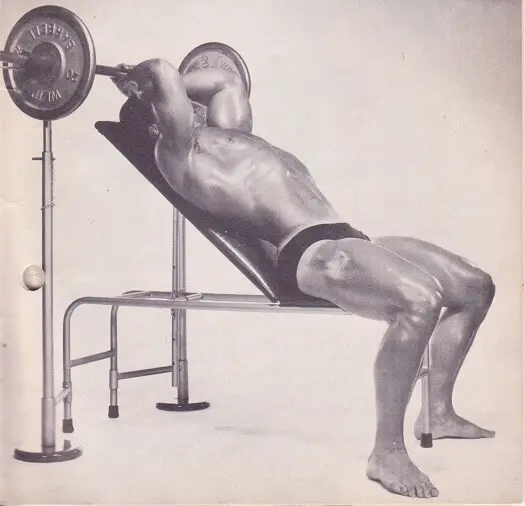 Larry Scott Workout Review - Incline Barbell Triceps Press